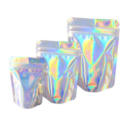 Custom printing plastic resealable aluminum foil mylar ziplock packing holographic bag